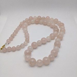 Genuine Rose Quartz Graduated Bead 25" Necklace